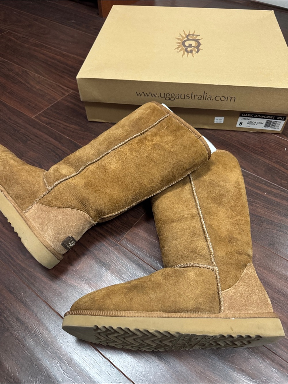 UGG Chestnut Tall Suede Shearling Boots - Picture 2 of 8